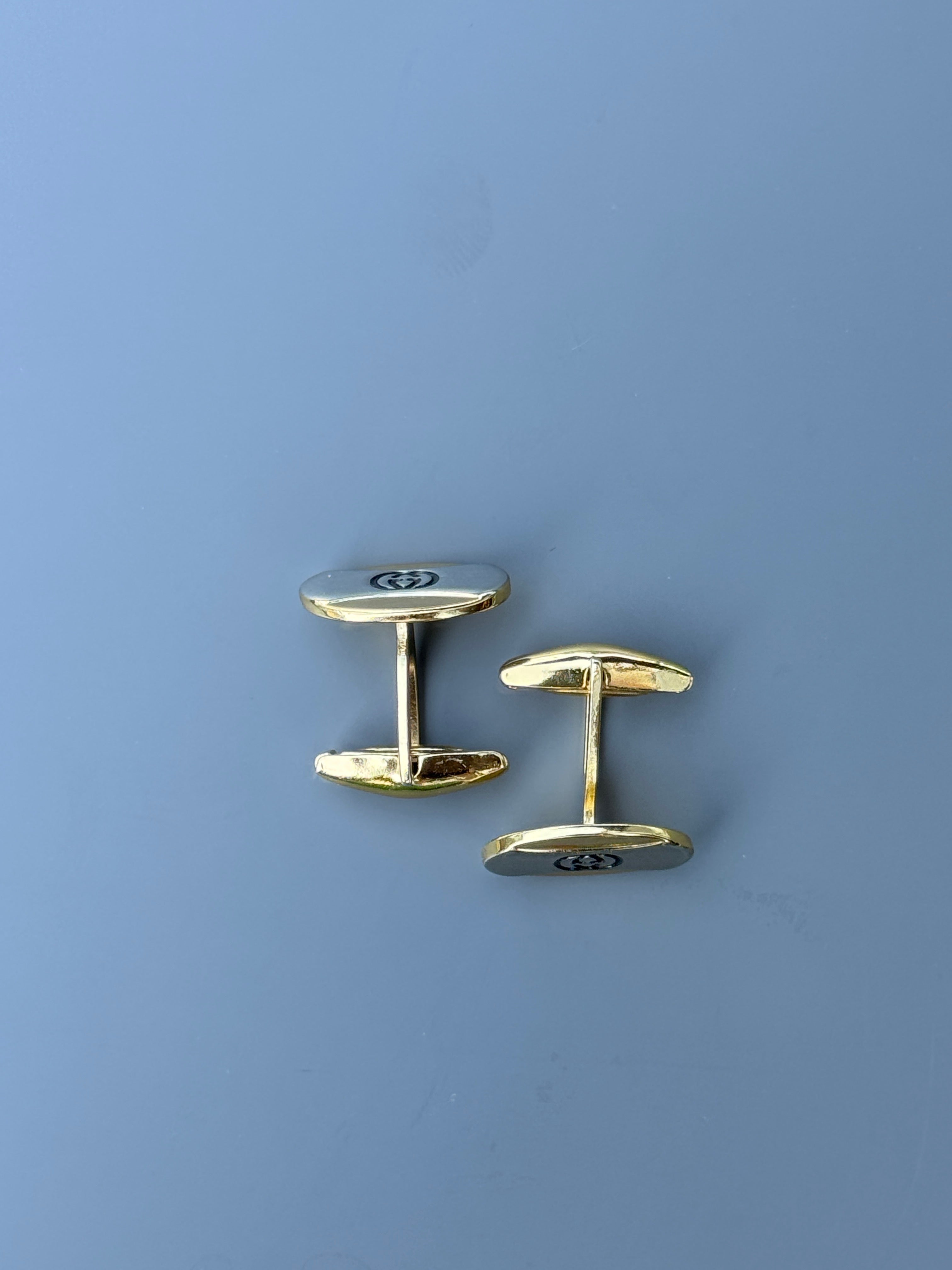 Gucci Cufflinks - Gold & Silver Design - Iconic Logo (Vintage / Collectible)