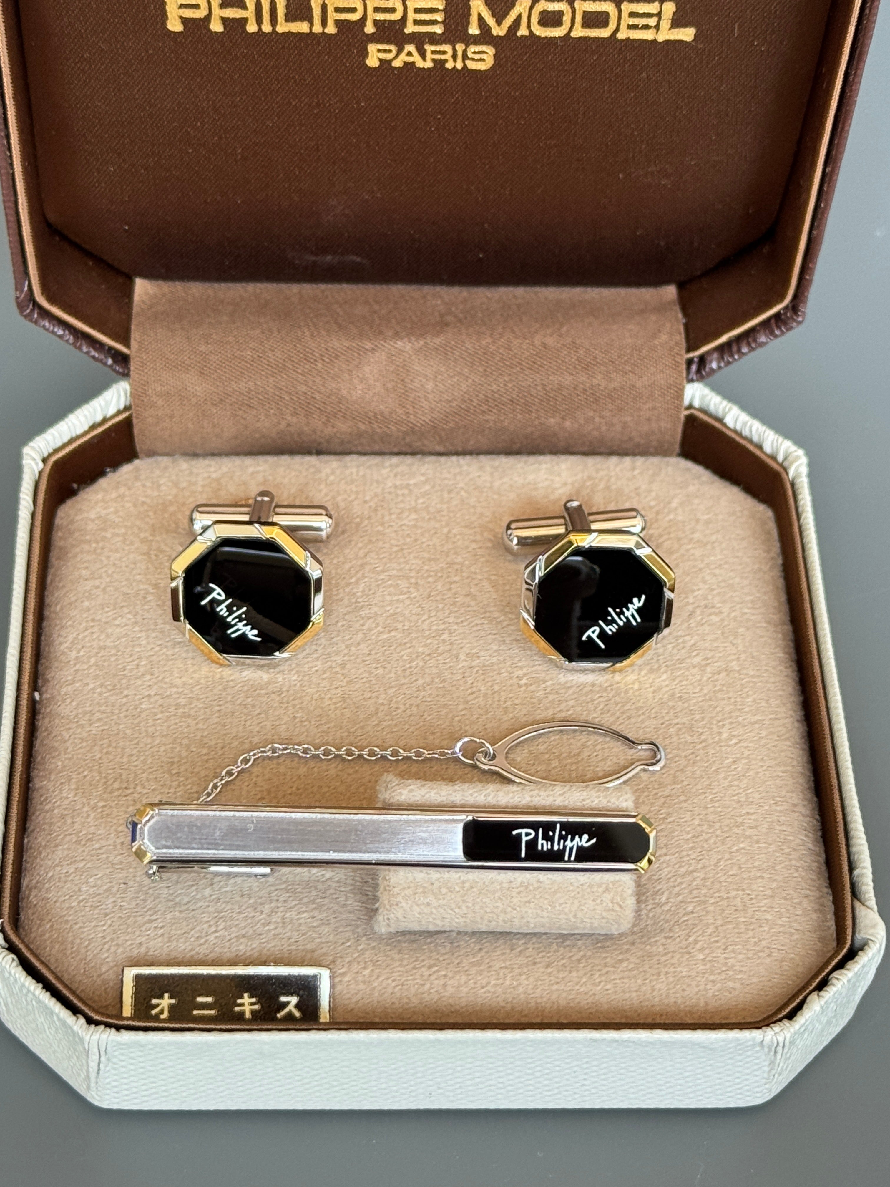 Philippe Model Paris Cufflink & Tie Clip Set - Stylish Men's Accessories