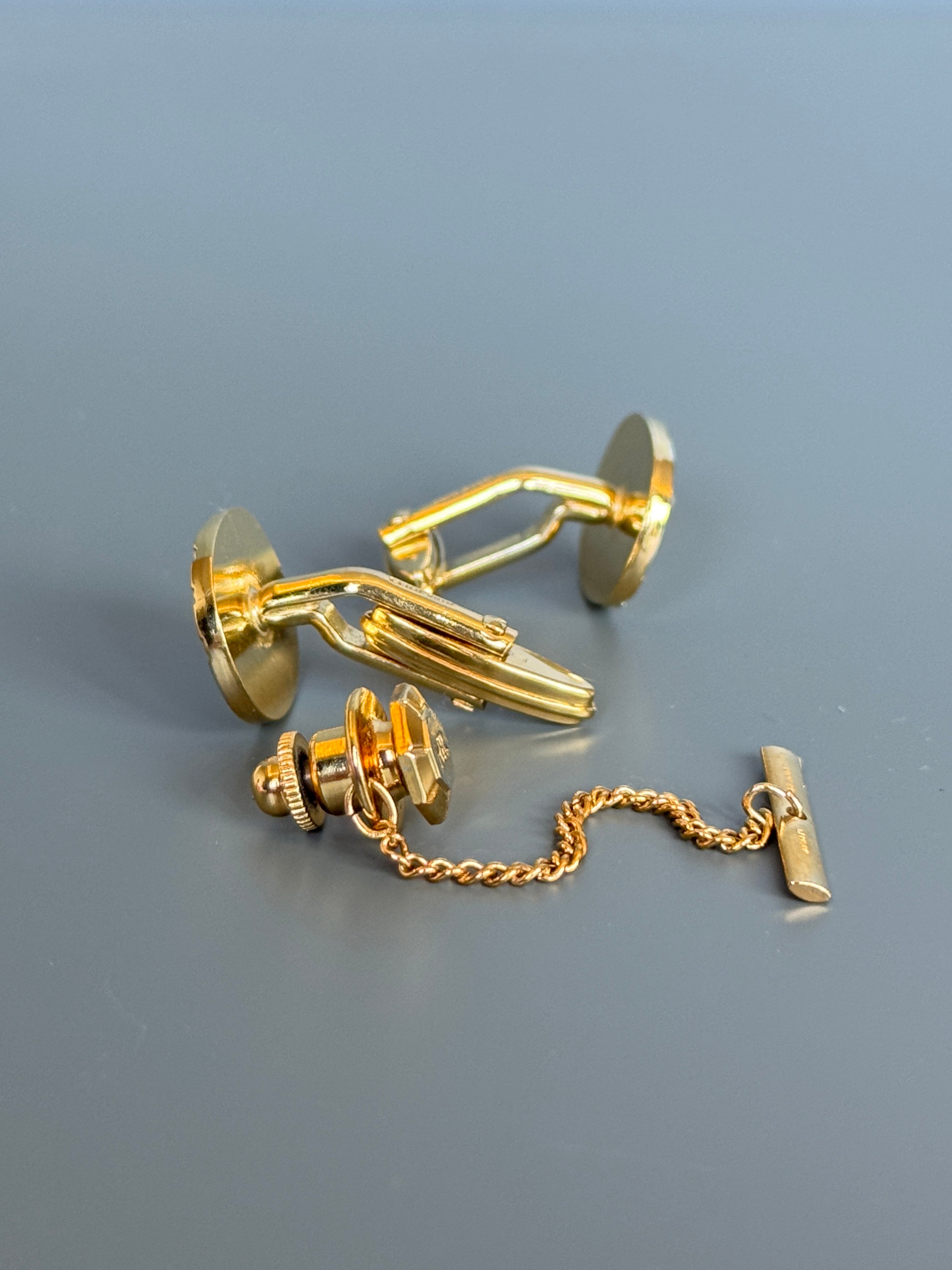 Nina Ricci Paris Gold & Silver Stripe Cufflink Set - Timeless French Men's Elegance