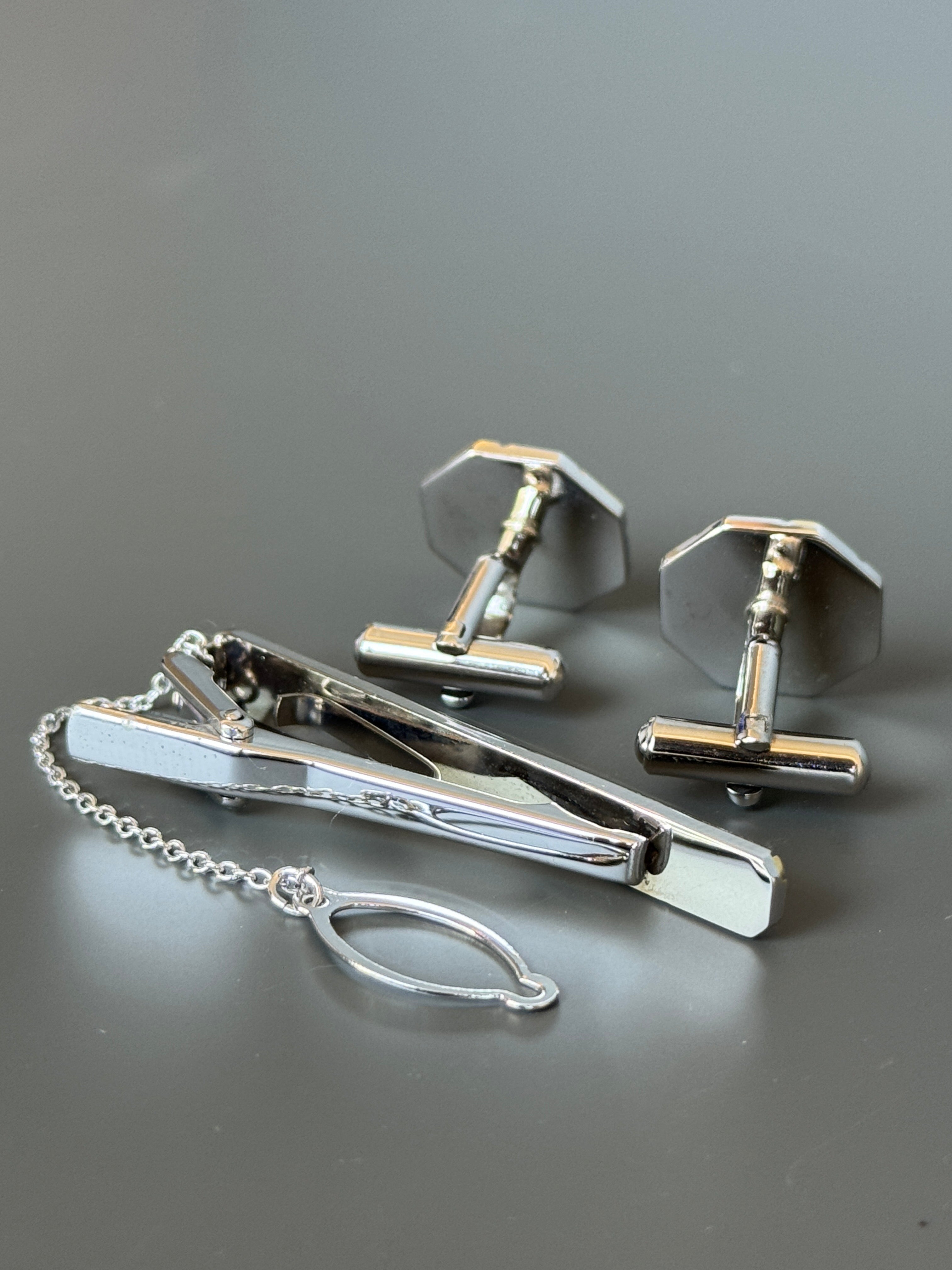 Philippe Model Paris Cufflink & Tie Clip Set - Stylish Men's Accessories