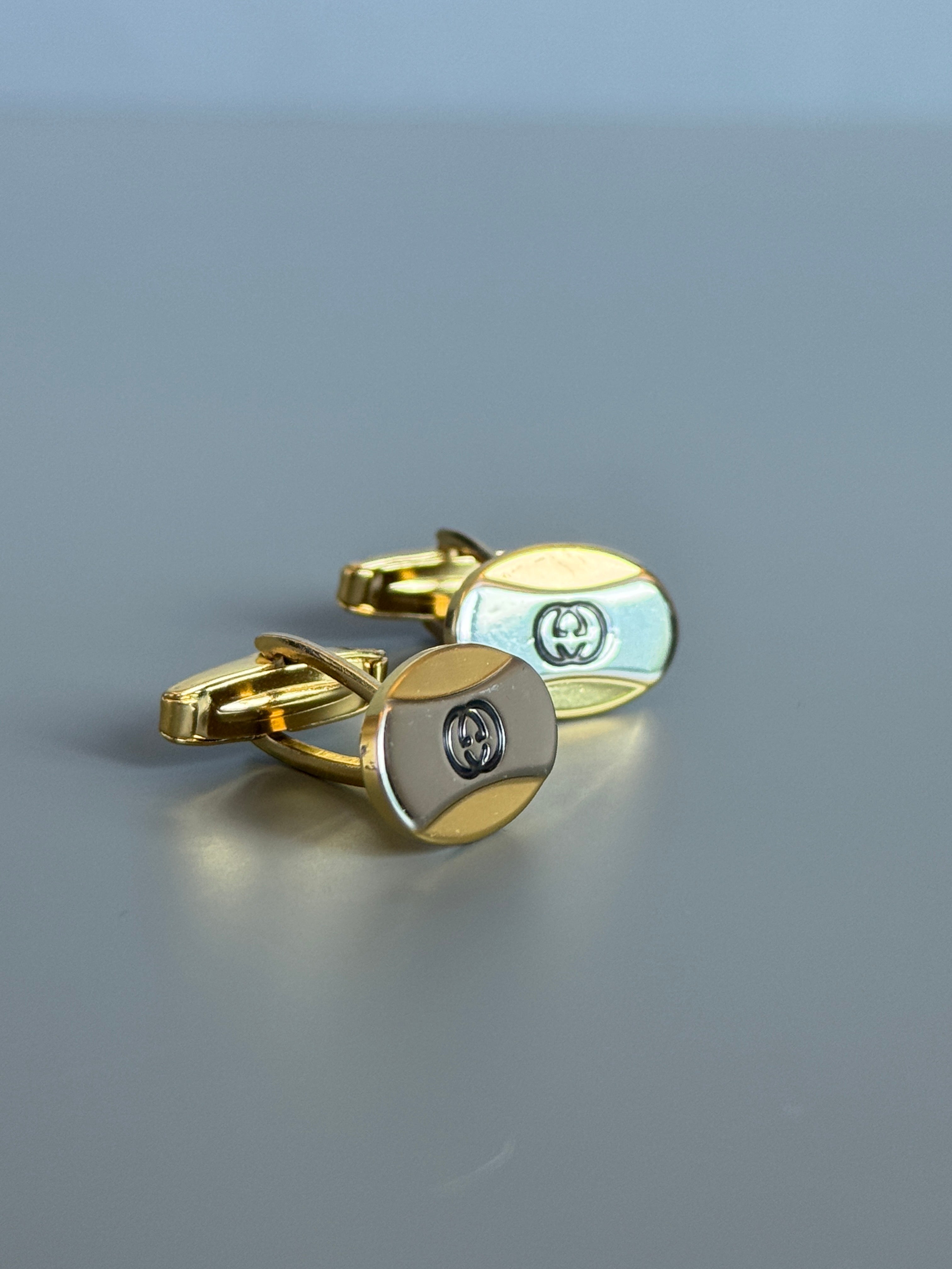 Gucci Cufflinks - Gold & Silver Design - Iconic Logo (Vintage / Collectible)