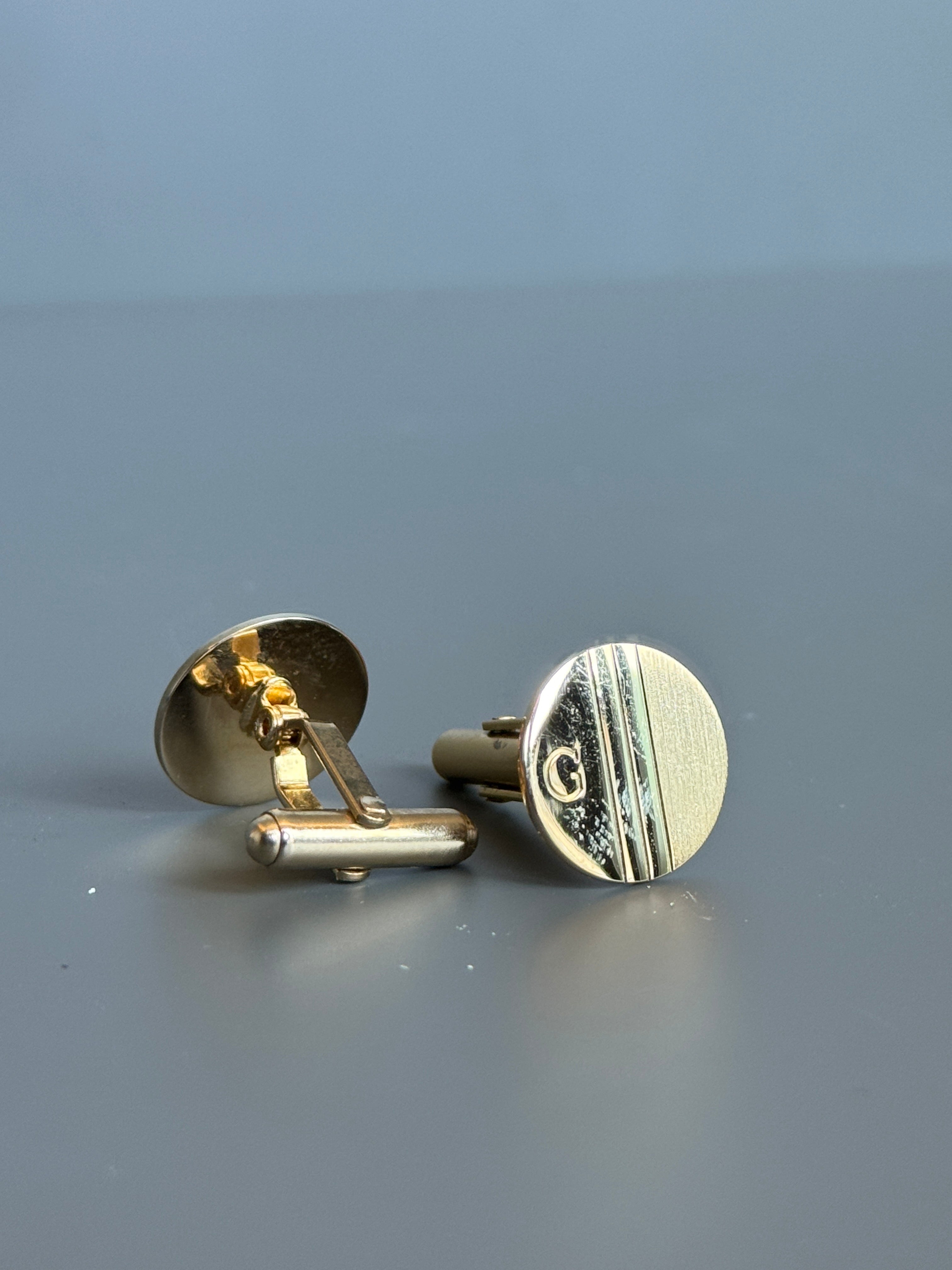 Givenchy Cufflink - Gold Tone, Minimalist Logo Design (Vintage / Collectible)