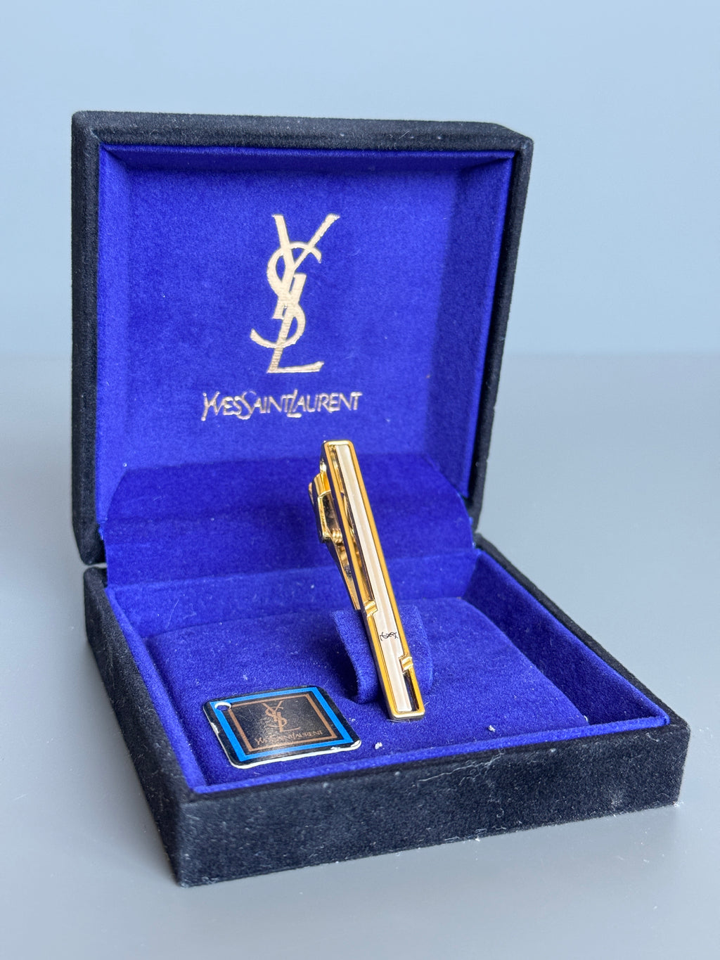 Yves Saint Laurent (YSL) Men's Tie Pin – Gold Plated Luxury Accessory