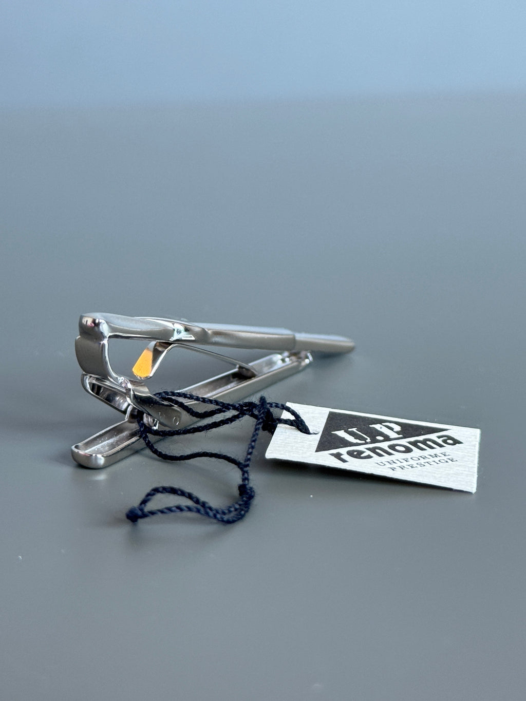 U.P Renoma Tie Clip - Minimalist Silver Tone Design (Vintage / Collectible)