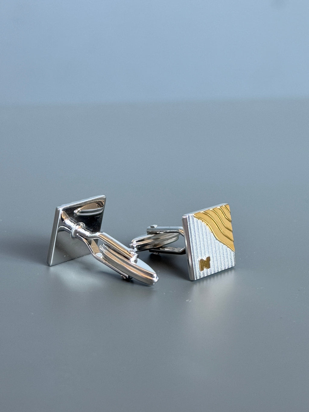Nina Ricci Paris Men's Cufflinks - Gold & Silver Square Design - Stylish Men's Accessories