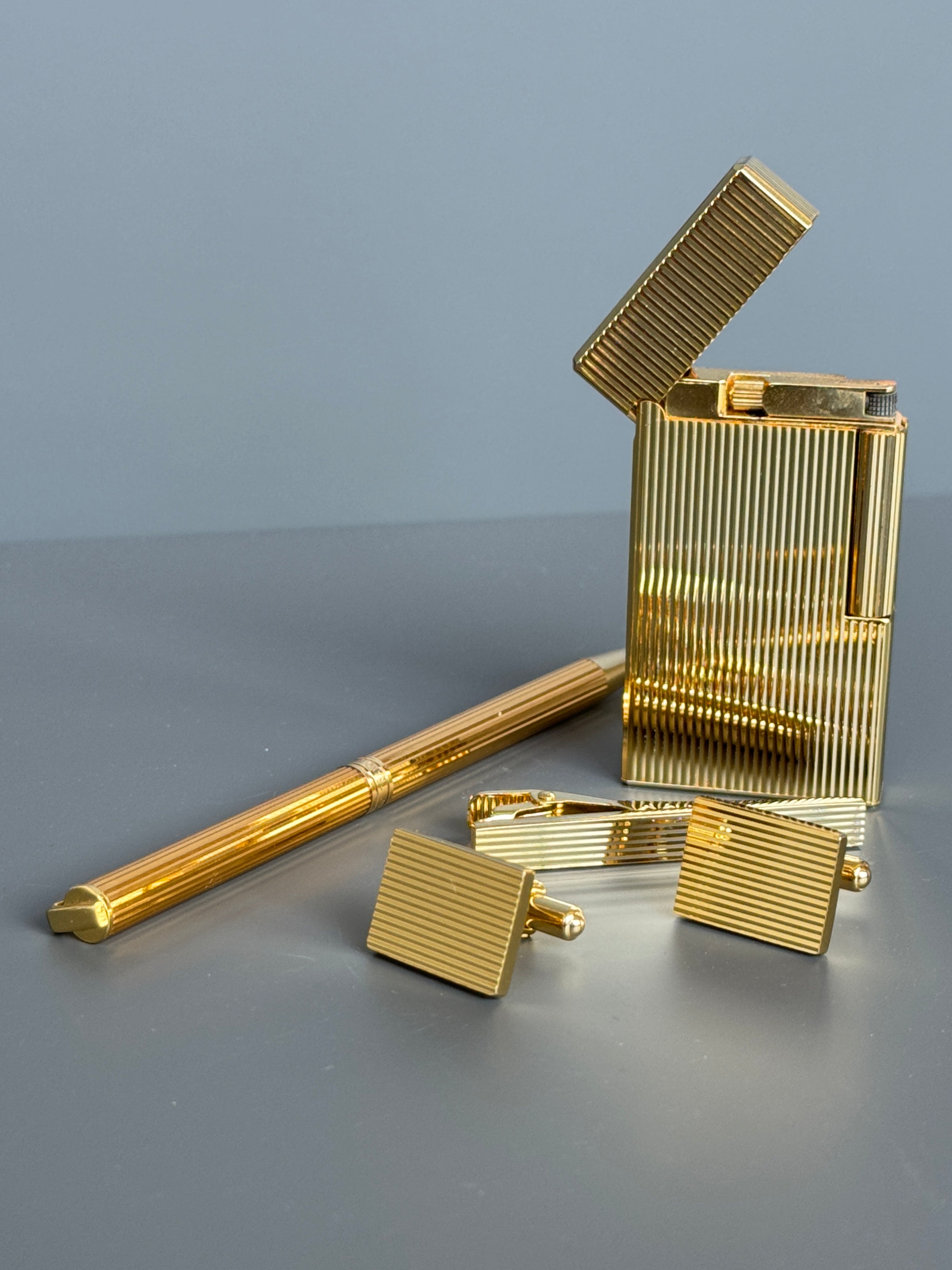 Valentine Paris Men's Gift Set – Gold Plated Pen, Lighter, Cufflinks and Tie Pin | Luxury Accessory Box
