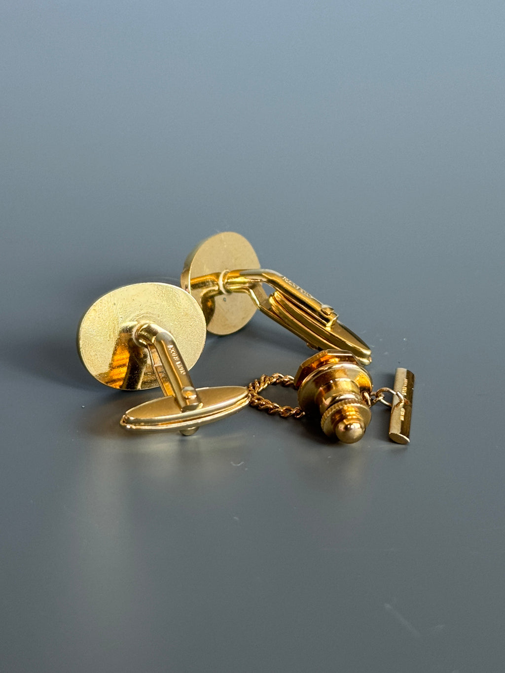 Nina Ricci Paris Gold & Silver Stripe Cufflink Set - Timeless French Men's Elegance