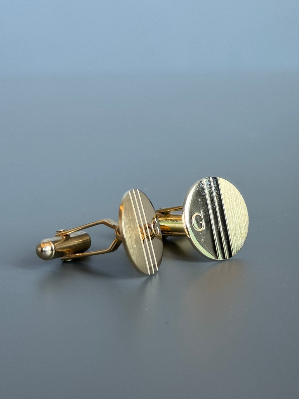 Givenchy Cufflink - Gold Tone, Minimalist Logo Design (Vintage / Collectible)
