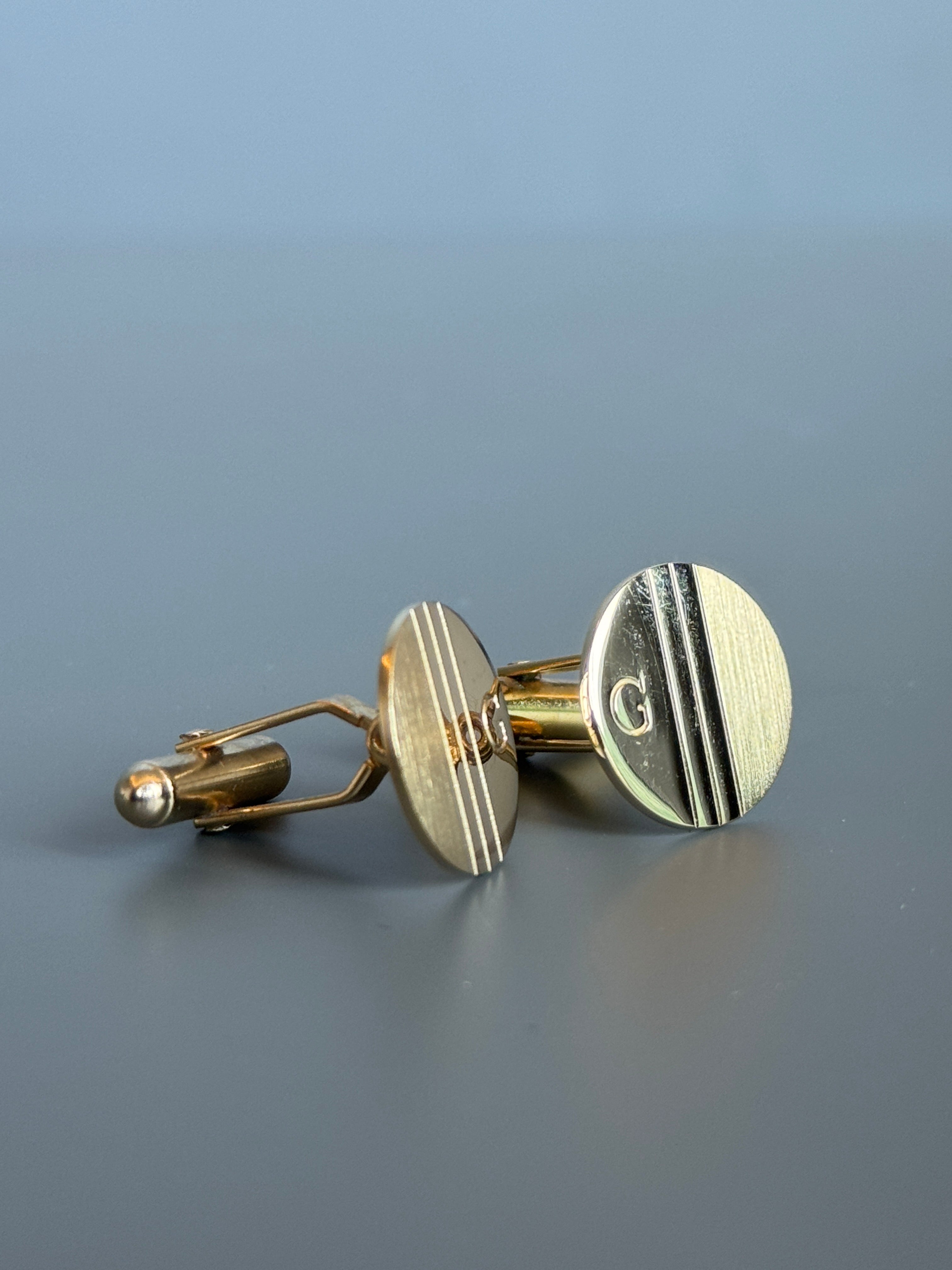 Givenchy Cufflink - Gold Tone, Minimalist Logo Design (Vintage / Collectible)