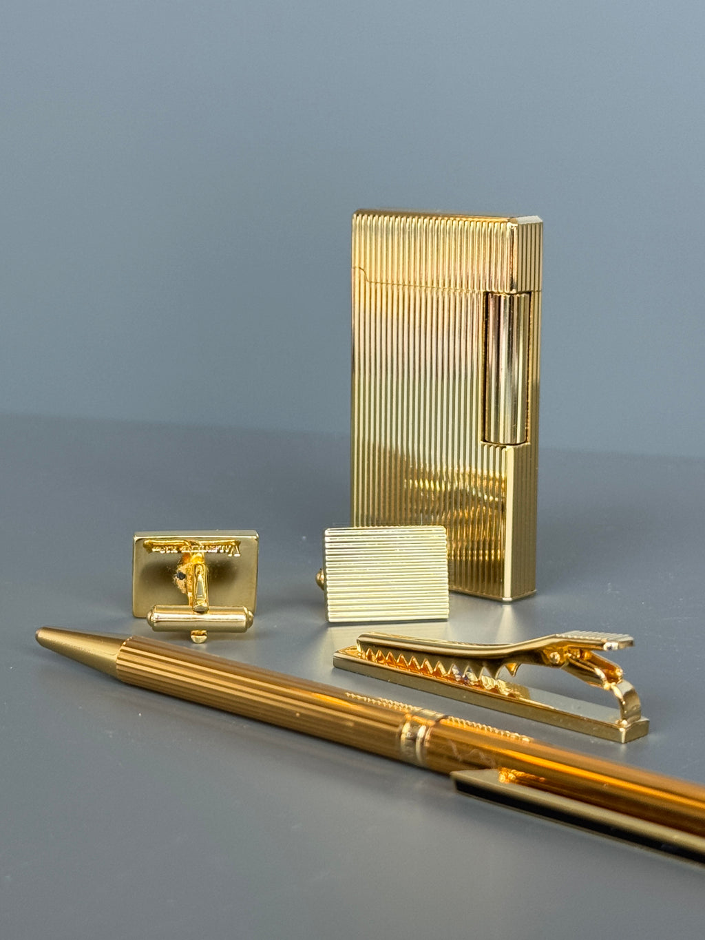 Valentine Paris Men's Gift Set – Gold Plated Pen, Lighter, Cufflinks and Tie Pin | Luxury Accessory Box