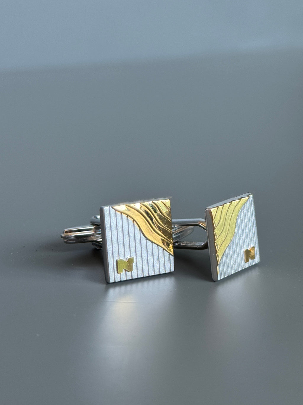 Nina Ricci Paris Men's Cufflinks - Gold & Silver Square Design - Stylish Men's Accessories