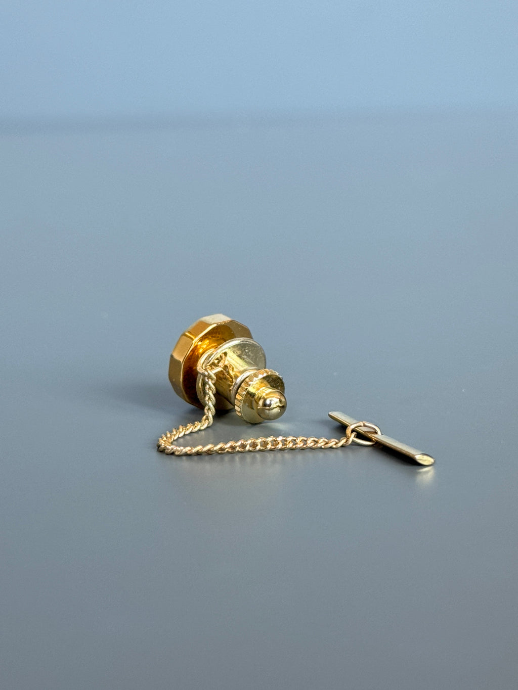 Mila Schön Men's Tie Pin – Blue Stone Luxury Accessory with Gold Detailed Chain