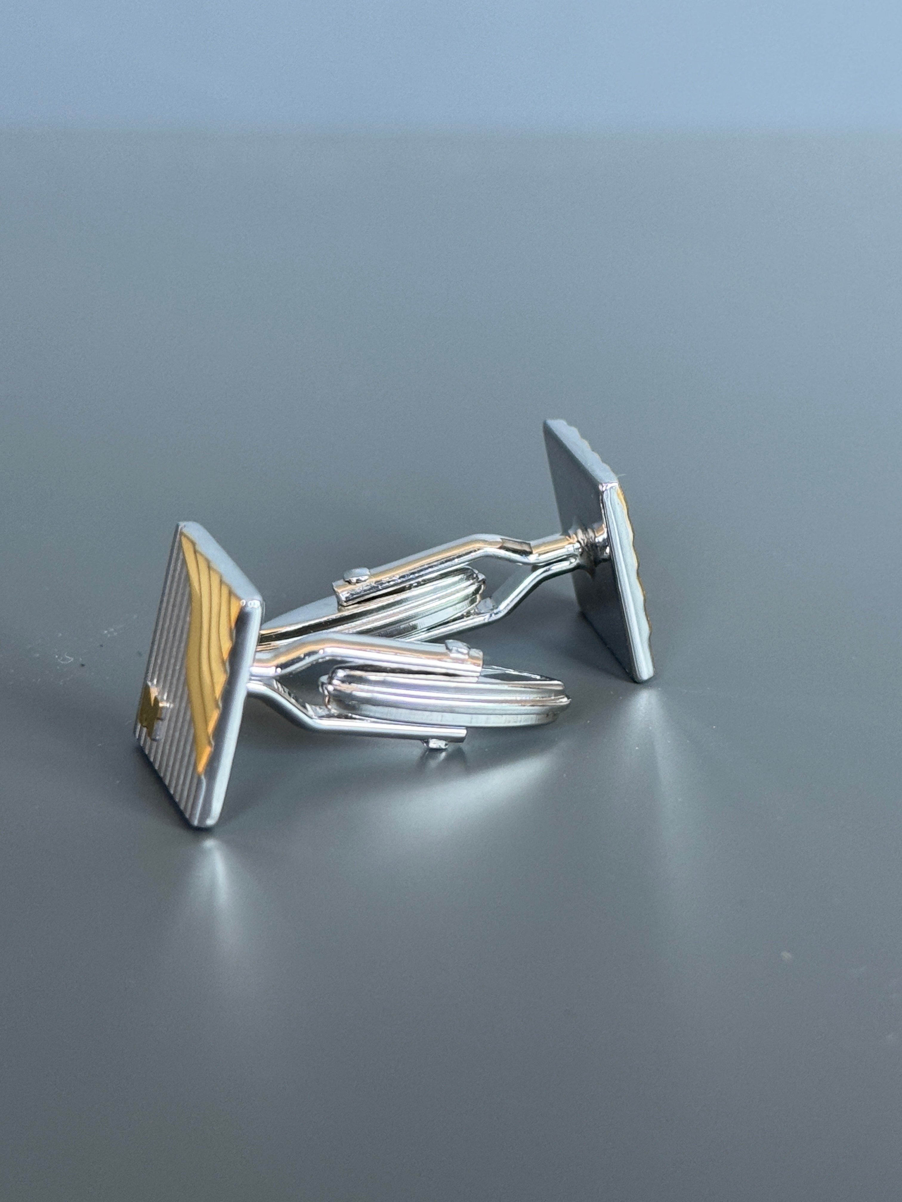 Nina Ricci Paris Men's Cufflinks - Gold & Silver Square Design - Stylish Men's Accessories