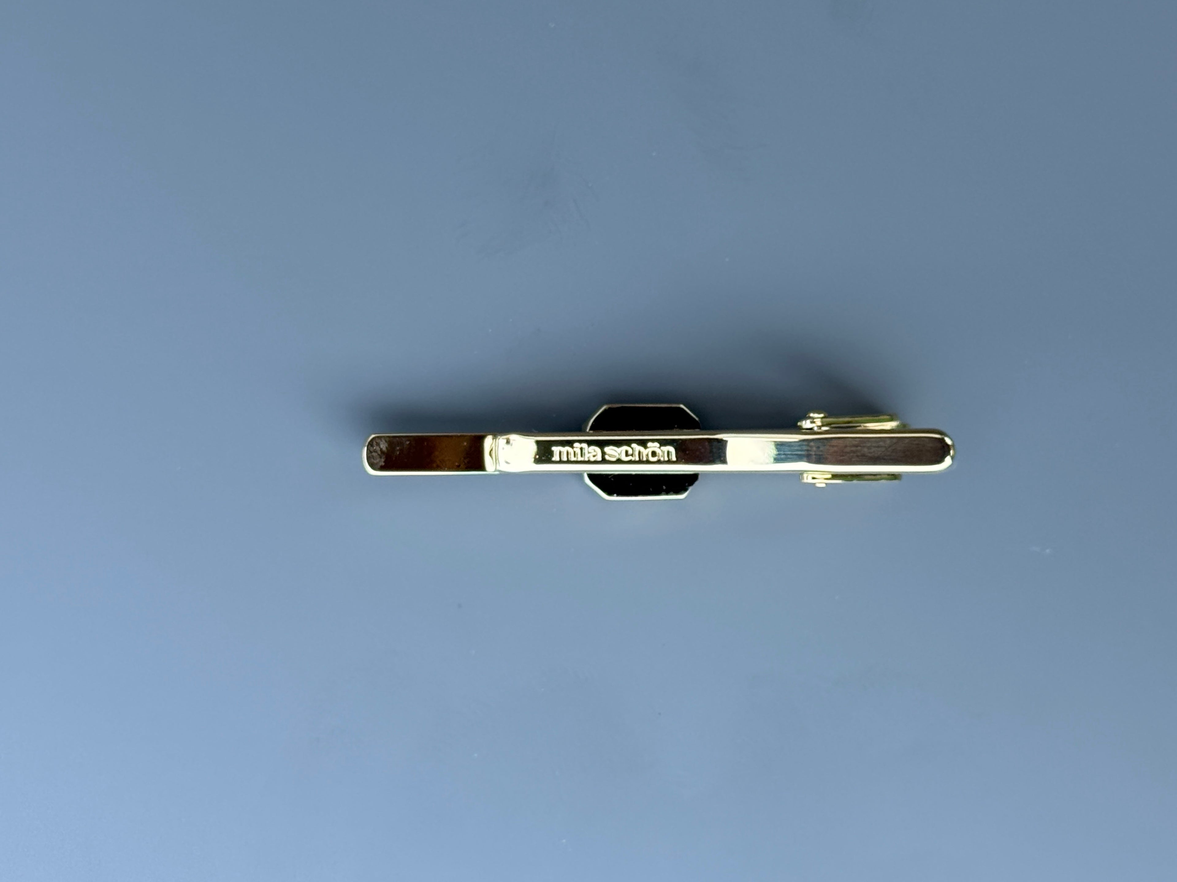 Mila Schön Tie Pin - Gold & Silver Tone, Black Detail (Vintage / Collectible)