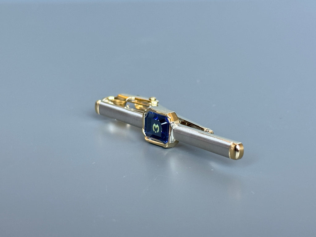 Mila Schön Tie Pin - Gold & Silver Tone, Black Detail (Vintage / Collectible)