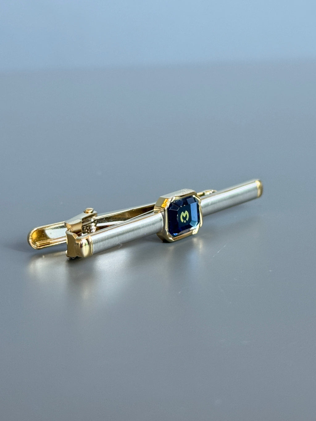 Mila Schön Tie Pin - Gold & Silver Tone, Black Detail (Vintage / Collectible)