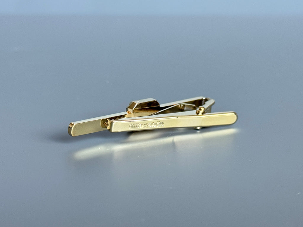 Mila Schön Tie Pin - Gold & Silver Tone, Black Detail (Vintage / Collectible)